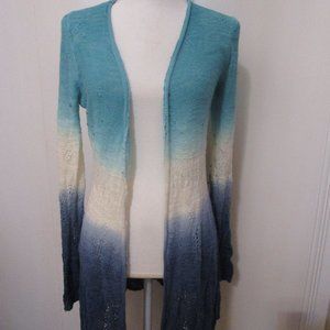 Anthropologie Ombre Blue White, Turquoise Cardigan Sweater